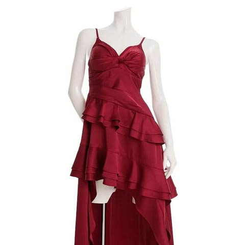 12/10新作!【ポイント20倍】[an]ツイストティアードフィッシュテールロング丈キャバドレス[AOC-4032](レッド-Sサイズ)