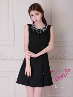 12/10新作!【ポイント20倍】[an]バックカットビジューリボンAラインミニ丈キャバドレス[AOC-4027]