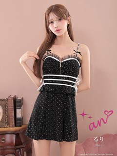 1/22新作!【今だけポイント20倍】[an]ファスナードットチュールリボンAラインミニ丈キャバドレス[AOC-4055]