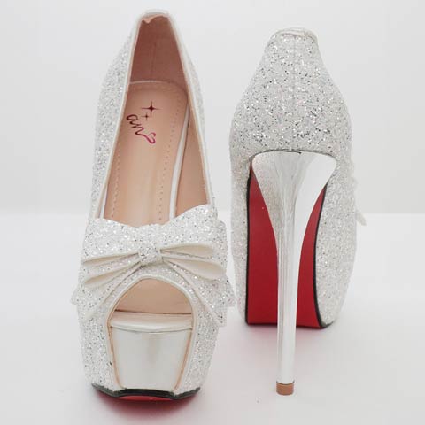 1/22新作!【今だけポイント20倍】[an]グリッタービジューリボンオープントゥキャバヒールパンプス[AOC-SH057](ホワイト-Sサイズ)