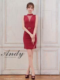1/27新作!【今だけポイント20倍】[Andy]シアーノースリーブベルトモチーフタイトミニ丈キャバドレス[AN-ON2876]