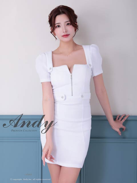 1/27新作!【今だけポイント20倍】[Andy]パイピングファスナーバックリボンカットタイトミニ丈キャバドレス[AN-ON2916]
