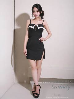 2/5新作!【今だけポイント20倍】[GLAMOROUS by Andy]サイドスリットバイカラーファスナータイトミニ丈キャバドレス[GMS-V886]