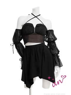 2/19新作![an]3wayクロスネックファスナーチュール袖フレアミニ丈セットアップ[AOC-4076]