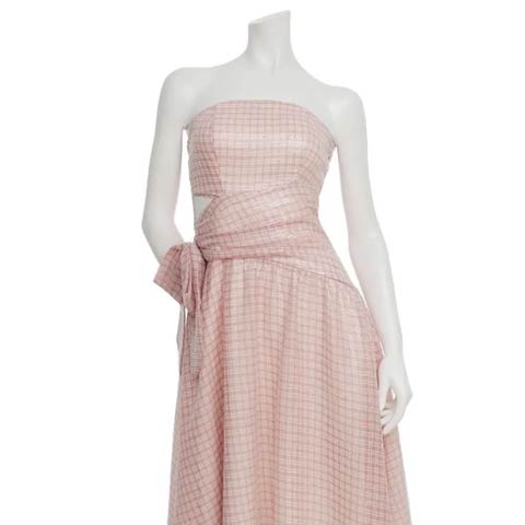 2/26新作!【今だけポイント20倍】[an]チェックベアトップウエストリボンAラインミモレ丈キャバドレス[AOC-4082](ピンク-Sサイズ)