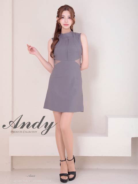 3/5新作![Andy]ノースリーブウエストシアーバックオープンリボンタイトミニ丈キャバドレス[AN-ON2937]