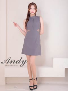 3/5新作![Andy]ノースリーブウエストシアーバックオープンリボンタイトミニ丈キャバドレス[AN-ON2937]