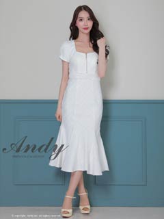 3/5新作![Andy]チェック柄ラメツイードフロントジップ半袖マーメイドロング丈キャバドレス[AN-ON3037]