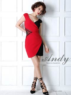 3/12新作![Andy]バイカラーVネックウエストシアータイトミニ丈キャバドレス[AN-OK2419]