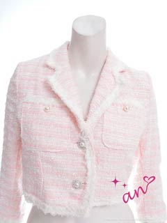 3/12新作![an]ツイードパールボタンショートテーラードジャケット[AOC-JK017]