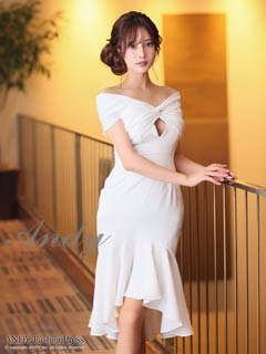 3/12新作![Andy]ツイストデザインオフショルカットアウトマーメイド膝丈キャバドレス[AN-ON2867]