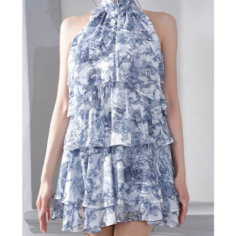 4/2新作!【ポイント20倍】[Andy]トワルドジュイアメスリティアードフリルAラインミニ丈セットアップ[AN-ON3068](ホワイト×ネイビー-XSサイズ)