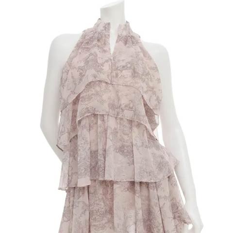 4/2新作!【ポイント20倍】[Andy]トワルドジュイアメスリティアードフリルAラインミニ丈セットアップ[AN-ON3068](ピンク×ベージュ-XSサイズ)