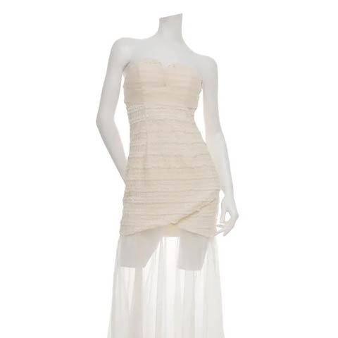 4/2新作!【ポイント20倍】[an]フロントファスナーベアトップシアー切替タイトロング丈キャバドレス[AOC-4101](アイボリー-XSサイズ)