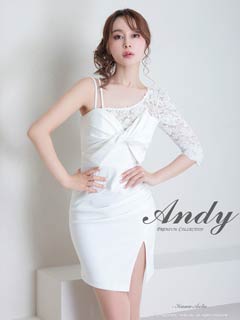 4/2新作!【ポイント20倍】[Andy]フロントリボンアシメフラワーレーススリットタイトミニ丈キャバドレス[AN-ON2763]