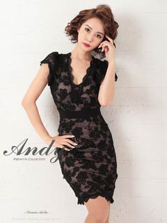 4/2新作!【ポイント20倍】[Andy]ケミカルレースバックリボンタイトミニ丈キャバドレス[AN-OK2555]