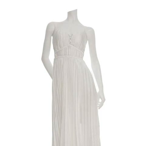 4/9新作!【今だけポイント20倍】[Andy]キャミソールプリーツフロントジップスリットAラインロング丈キャバドレス[AN-ON3065](ホワイト-XSサイズ)