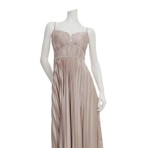 4/9新作!【今だけポイント20倍】[Andy]キャミソールプリーツフロントジップスリットAラインロング丈キャバドレス[AN-ON3065](シャンパンゴールド-XSサイズ)