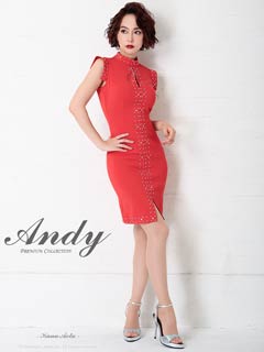 4/9新作!【今だけポイント20倍】[Andy]ハイネックノースリーブスタッズバックオープンタイト膝丈キャバドレス[AN-OK2719]