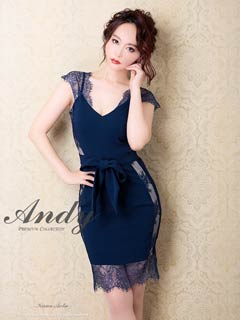 4/23新作!【今だけポイント20倍】[Andy]フラワーレースVネックウエストリボンタイトミニ丈キャバドレス[AN-OK2786]