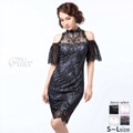[Alice][52705]オフショルダー透けレースタイトミニ丈キャバドレス