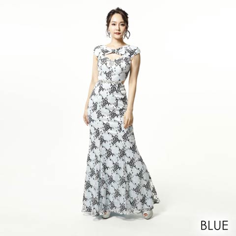 [LuxeStyle]マーメンドラインロングドレス[51816](ブルー-S)