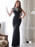 [LuxeStyle]シースルービジューバックスリットマーメイドロングキャバドレス[19045]