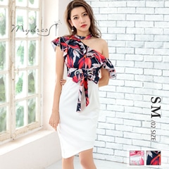 9/21まで半額SALE![S/Mサイズ]大人なプッチ柄アシメデザインタイトミニドレス[2サイズ展開]