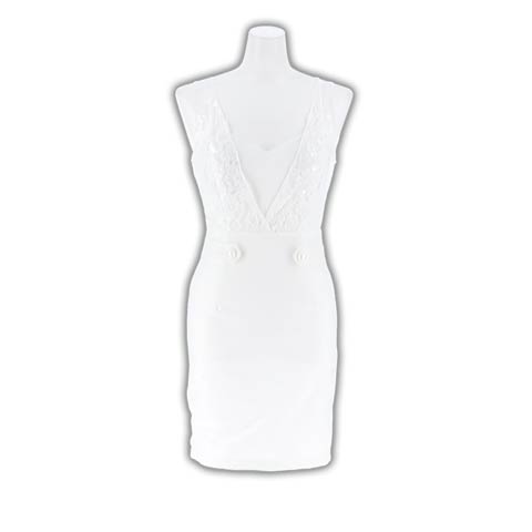 9/29新作!Vカットカシュクールレースノースリーブタイトミニドレス[SML/3サイズ展開][伊藤桃々着用]*(ホワイト-Sサイズ)