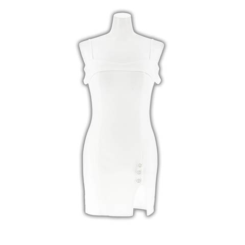 10/1新作!スリットパールビジューオフショルタイトミニ丈キャバドレス[SML/3サイズ展開][伊藤桃々着用](ホワイト-Sサイズ)