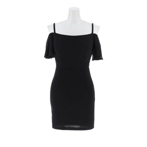 11/5新作!デコルテ魅せSEXYオフショルタイトミニ丈キャバドレス[SML/3サイズ展開][プチプラドレス]*(ブラック-Sサイズ)