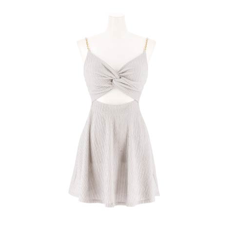 11/17新作!ツイストカットで胸元強調お尻カバー完璧Aラインミニ丈キャバドレス[SML/3サイズ展開](ブルーグレー-Sサイズ)