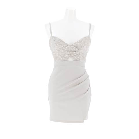 10/13新作!キャミソールVネックカットアウトタイトミニ丈キャバドレス[SML/3サイズ展開][伊藤桃々着用](ブルーグレー-Sサイズ)