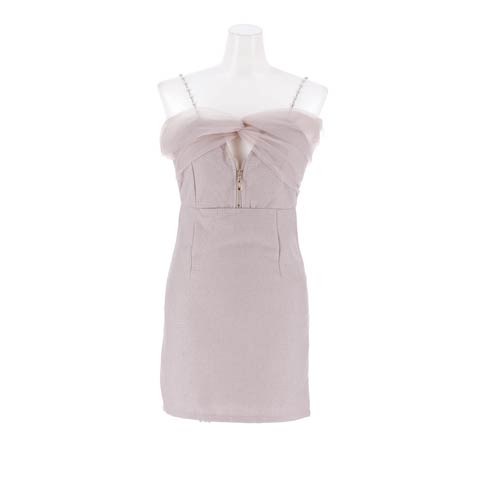 10/15新作!【胸元ジップ】チュール袖とハイウェストでとにかく盛れるスタイルアップキャバドレス[SML/3サイズ展開][伊藤桃々着用](ラベンダー-Sサイズ)