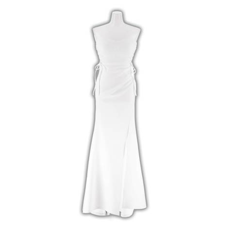 12/10新作!SEXYな美脚魅せスリット×サイドレースアップベアトップタイトロング丈キャバドレス[SML/3サイズ展開](ホワイト-Sサイズ)