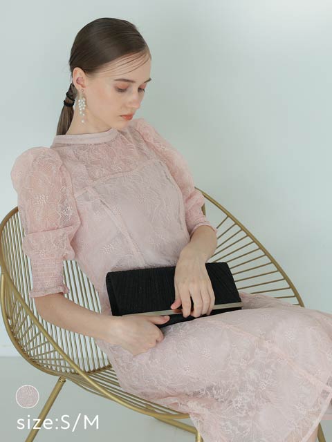 10/7再入荷![SMサイズ]総レースバックリボン付きキャバドレス[2サイズ展開]