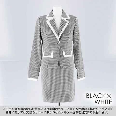 [2ピース][SMLサイズ]チェック柄クールタイトミニドスーツ[3サイズ展開](ブラック×ホワイト-S)