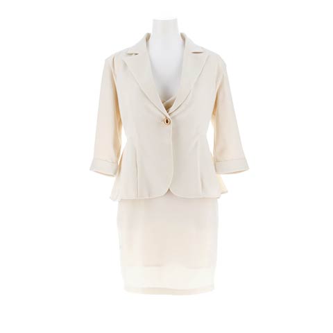 8/18新作!ペプラムプリーツジャケット&キャミソールワンピースセットアップS~LL/4サイズ展開](アイボリー-Sサイズ)