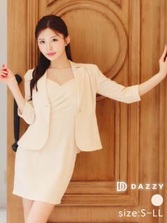 8/18新作!ペプラムプリーツジャケット&キャミソールワンピースセットアップS~LL/4サイズ展開]