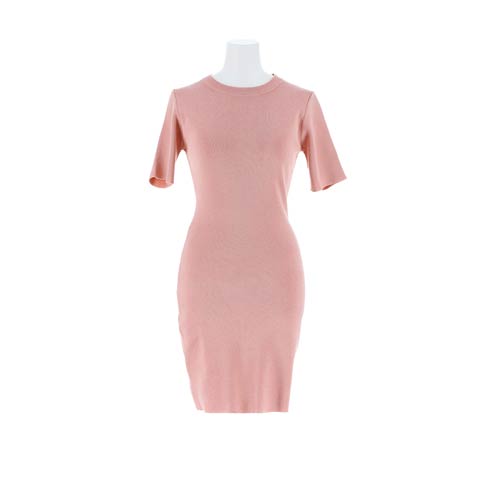 クルーネック半袖ニットワンピース[カジュアル/dazzy closet](ピンク-フリーサイズ)