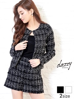 [2ピース][S/Mサイズ]ツイードショートショートパンツスーツ[2サイズ展開]