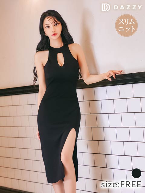 10/14再入荷! アメスリカットアウトスリットニットワンピース[カジュアル/dazzy closet]