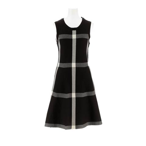11/4再販!ノースリーブチェック柄Aラインニットワンピース[カジュアル/dazzy closet](ブラック-フリーサイズ)