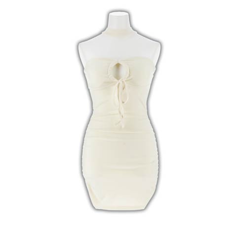 4/27新作!チョーカー風ホルターネックリボンタイトミニワンピース[カジュアル/dazzy closet](ホワイト-フリーサイズ)