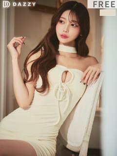 4/27新作!チョーカー風ホルターネックリボンタイトミニワンピース[カジュアル/dazzy closet]