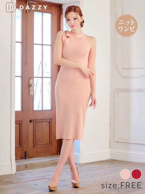 9/24新作!肩リボンノースリーブニットワンピース