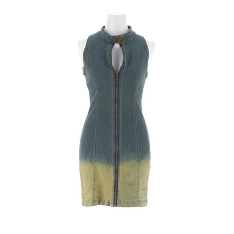 7/25新作!フロントジップグラデーションデニムワンピース[カジュアル/dazzy closet](ブルー-Sサイズ)