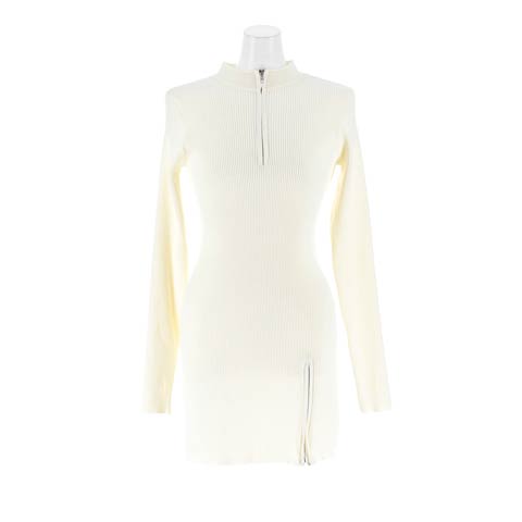 11/12新作!スリットからチラ見せ脚線美!大人セクシーワンピ[カジュアル/dazzy closet](ホワイト-フリーサイズ)