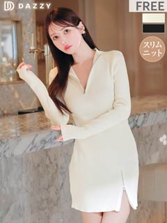 11/12新作!スリットからチラ見せ脚線美!大人セクシーワンピ[カジュアル/dazzy closet]