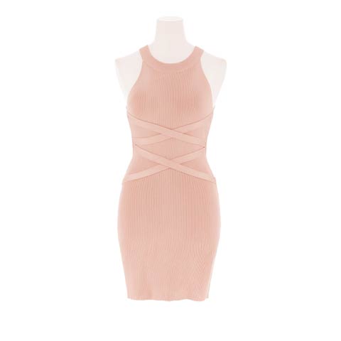 6/30新作!アメスリクロスコードニットワンピース[カジュアル/dazzy closet][伊藤桃々着用](ダスティピンク-フリーサイズ)